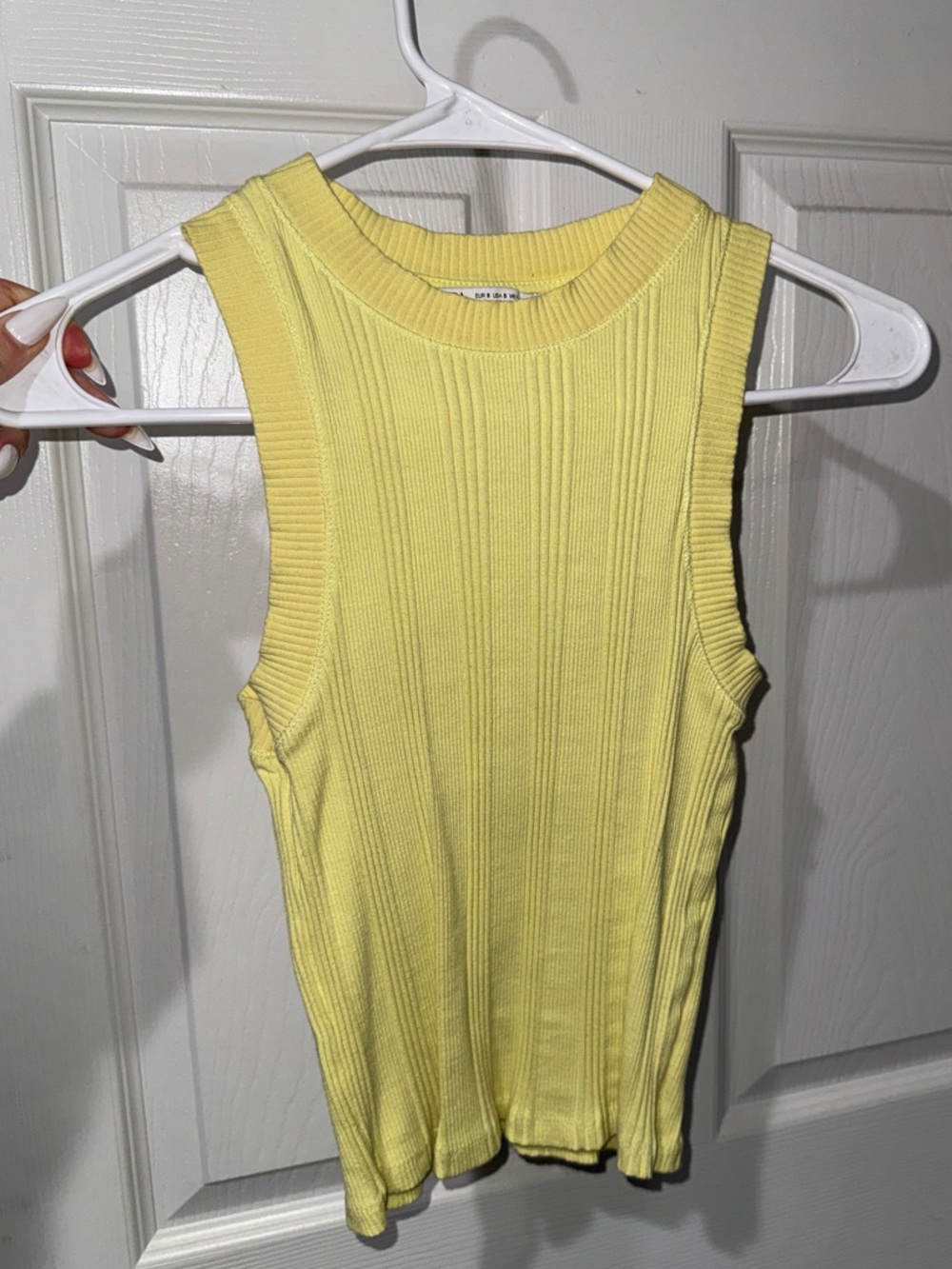 Zara Ribbed Sleeveless Tank Top in butter Yellow